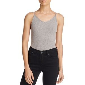 Free People Basic Seamless Bodysuit Heather Gray Low Back V-Neck NWOT XS